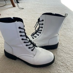 White combat boots